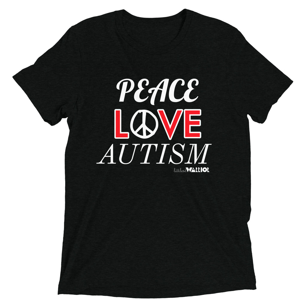 Peace Love Autism unisex Short sleeve tee – Littlest Warrior