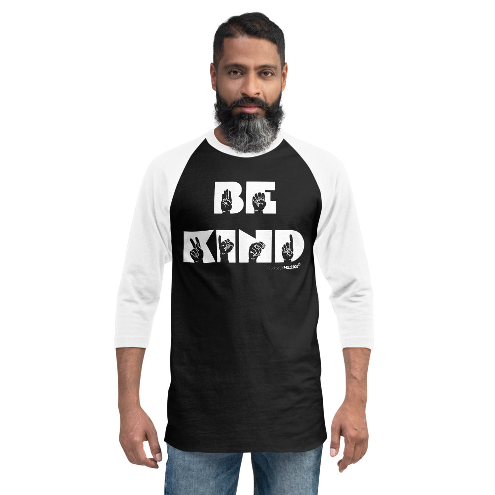 ASL Be Kind Adult Unisex 3/4 Sleeve Baseball Raglan