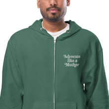 Advocate Like a Mother Front Embroidered Adult Unisex Fleece Zip Up Hoodie