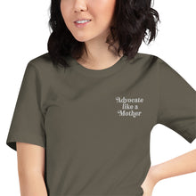 Advocate Like a Mother Embroidered (White) Adult Unisex Tee
