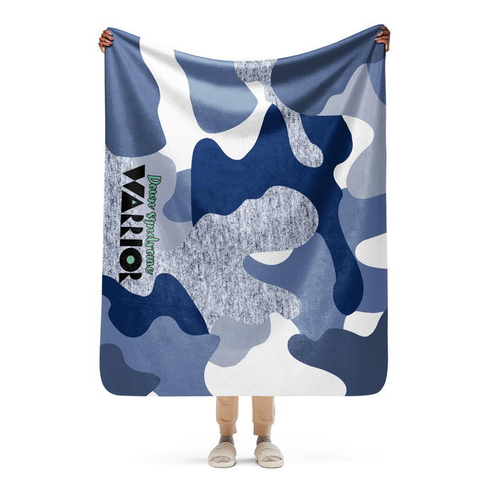 Blue Camo Down syndrome Warrior Sherpa blanket