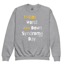 Happy World Down syndrome Day Youth crewneck sweatshirt with QR CODE on back with explanation