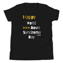 Happy World Down syndrome Day Youth Short Sleeve Tee with a QR CODE on back to scan for an explanation!