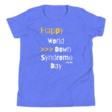 Happy World Down syndrome Day Youth Short Sleeve Tee with a QR CODE on back to scan for an explanation!