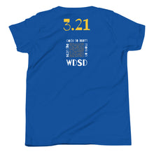 Happy World Down syndrome Day Youth Short Sleeve Tee with a QR CODE on back to scan for an explanation!