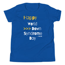 Happy World Down syndrome Day Youth Short Sleeve Tee with a QR CODE on back to scan for an explanation!