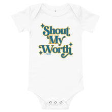Shout My Worth (2022 Design Blue and Yellow) Babies Onesie