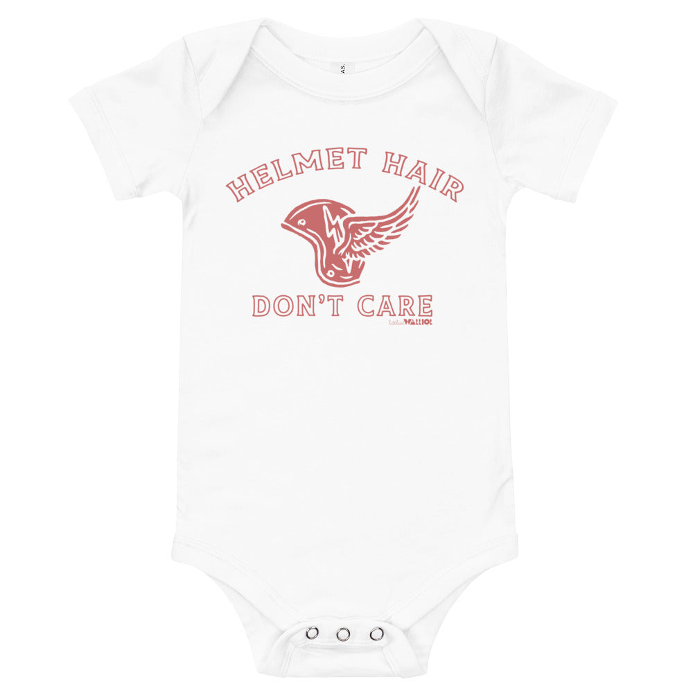 Helmet Hair Don't Care (2022 Design) Babies Onesie