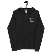 Advocate Like a Mother Front Embroidered Adult Unisex Fleece Zip Up Hoodie